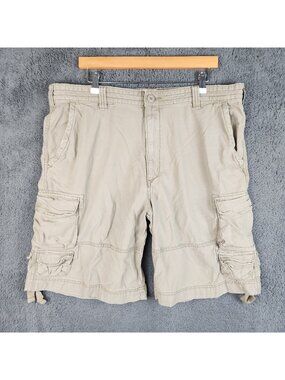 Y2K Mossimo Utility Cargo Shorts Men's 40 Khaki Paratrooper Heavy Pockets Baggy